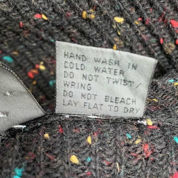 Vintage 80s Liz Claiborne LizWear Wool Varsity Cardigan Black Speckle Size Small - Picture 13 of 14